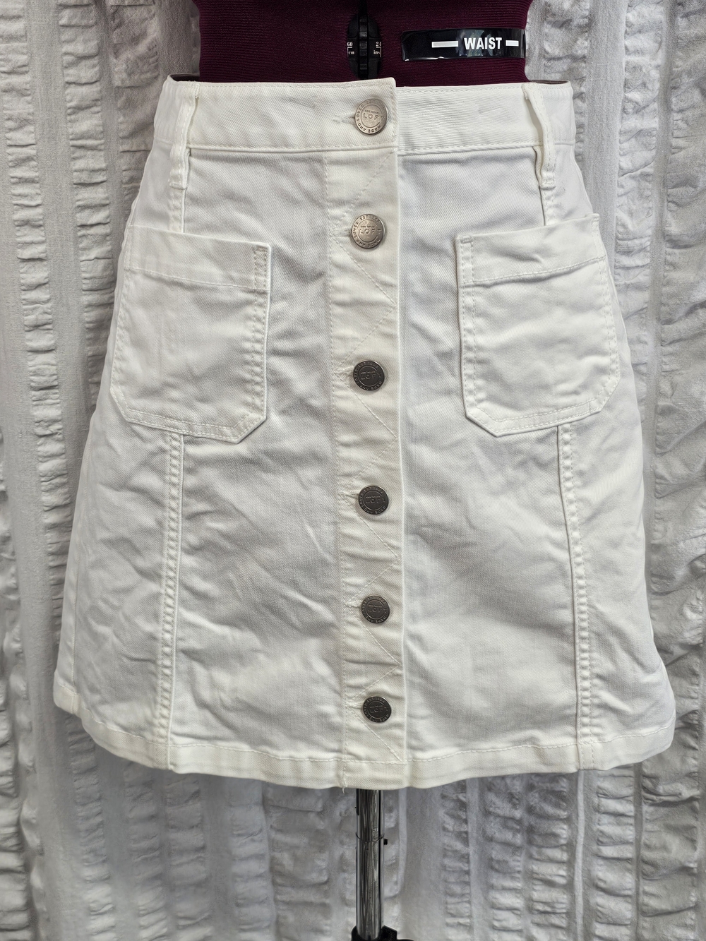 Loft Preppy Utility Cargo Inspired A-line Button Fly Front White Cotton Skirt